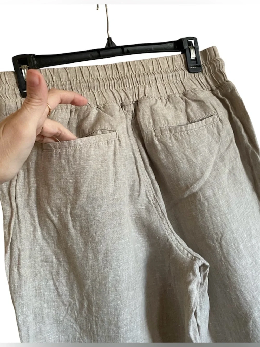 Quince Neutral Wide-Leg Linen-Blend Pants in Beige